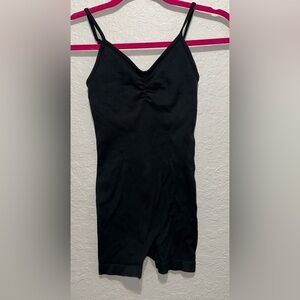 American Eagle Black Ribbed One Piece Shorts Bodysuit